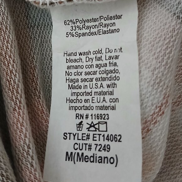 NWT Easel Tunic Top Size M Boho Oversized Dolman Windowpane Plaid Made In USA - Picture 10 of 10